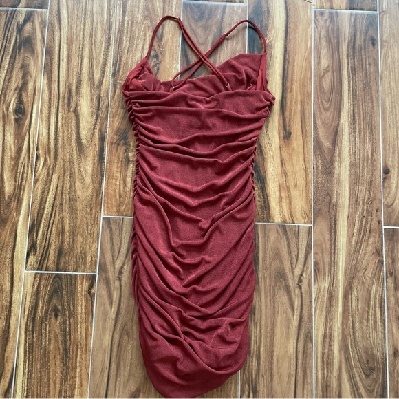 Lucy in the Sky Ruched Halter Dress in Rust Orange Size S - Picture 9 of 11